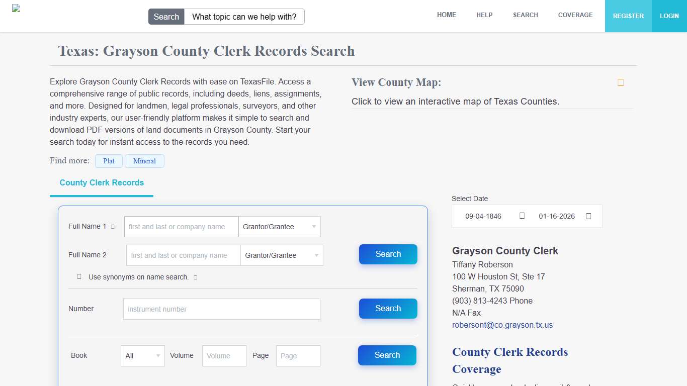 Grayson County Clerk Records Search TexasFile